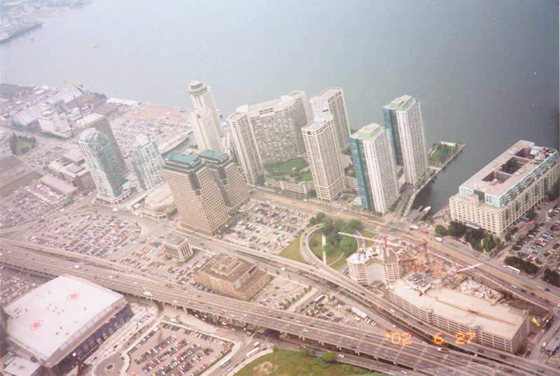 04. View from CN tower skypod -- Gardiner Expressway - Queens Quay highrises.png